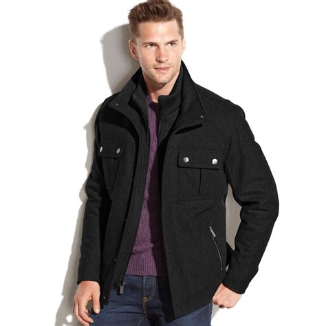 michael kors black coat mens|Michael Kors black wool coat.